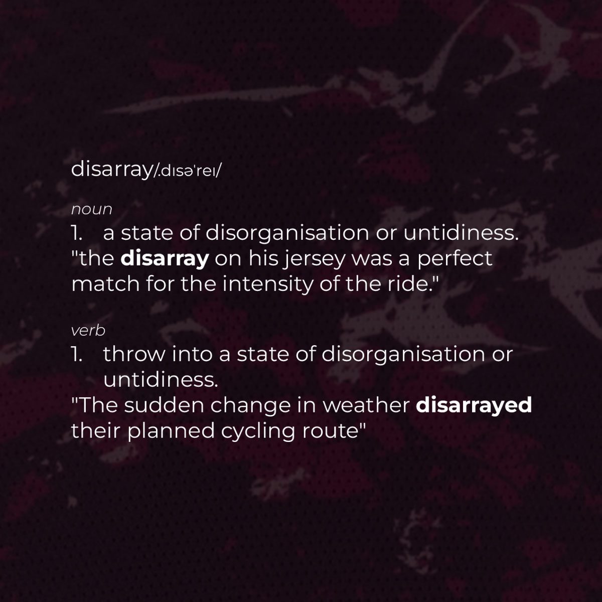 Disarray definition card — noun and verb