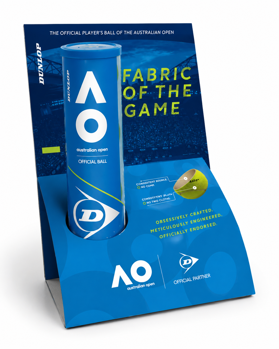 Dunlop Australian Open Official Ball counter-top display, hero render