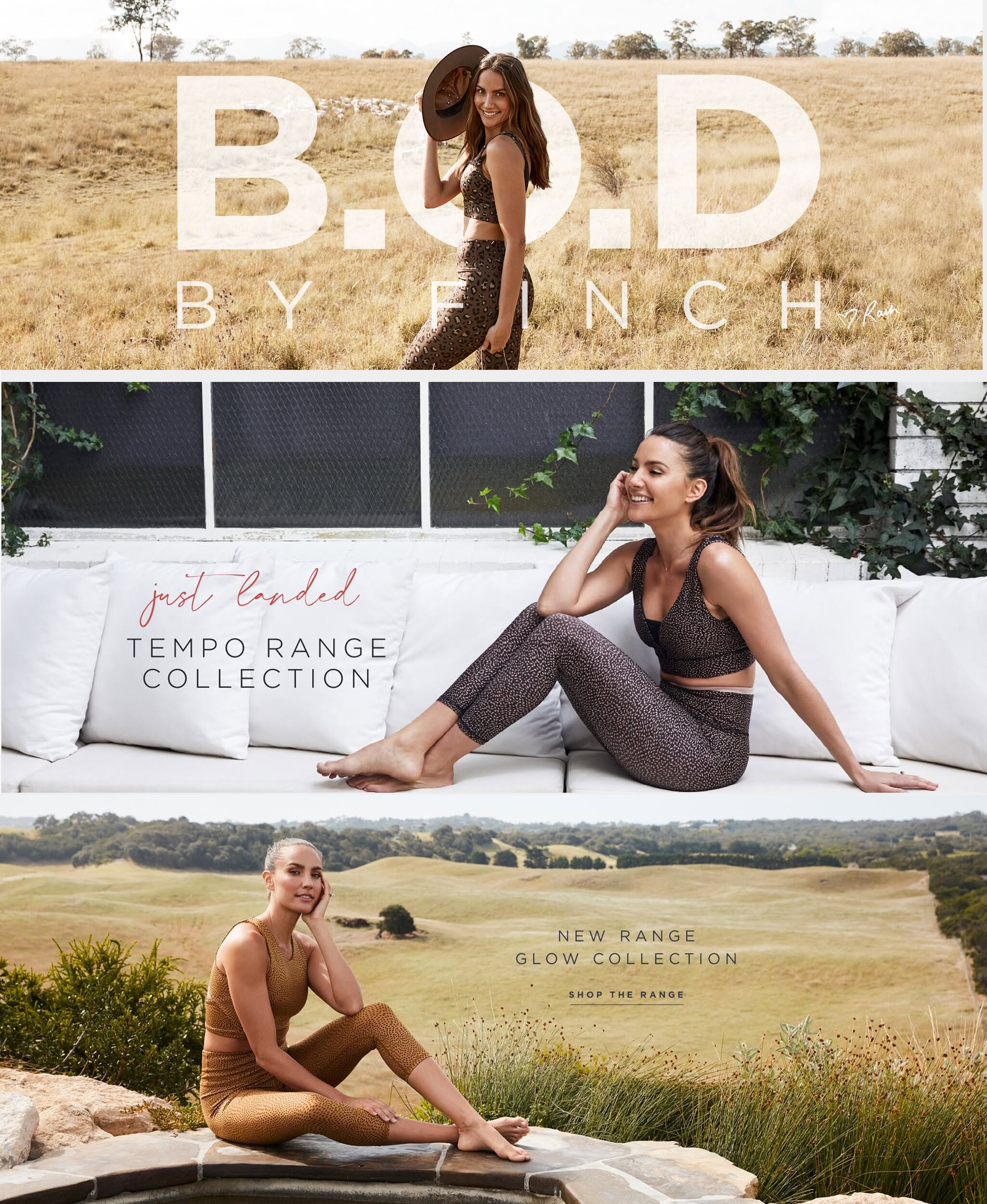 B.O.D by Finch web banner stack — Tempo Range and Glow Collection launches