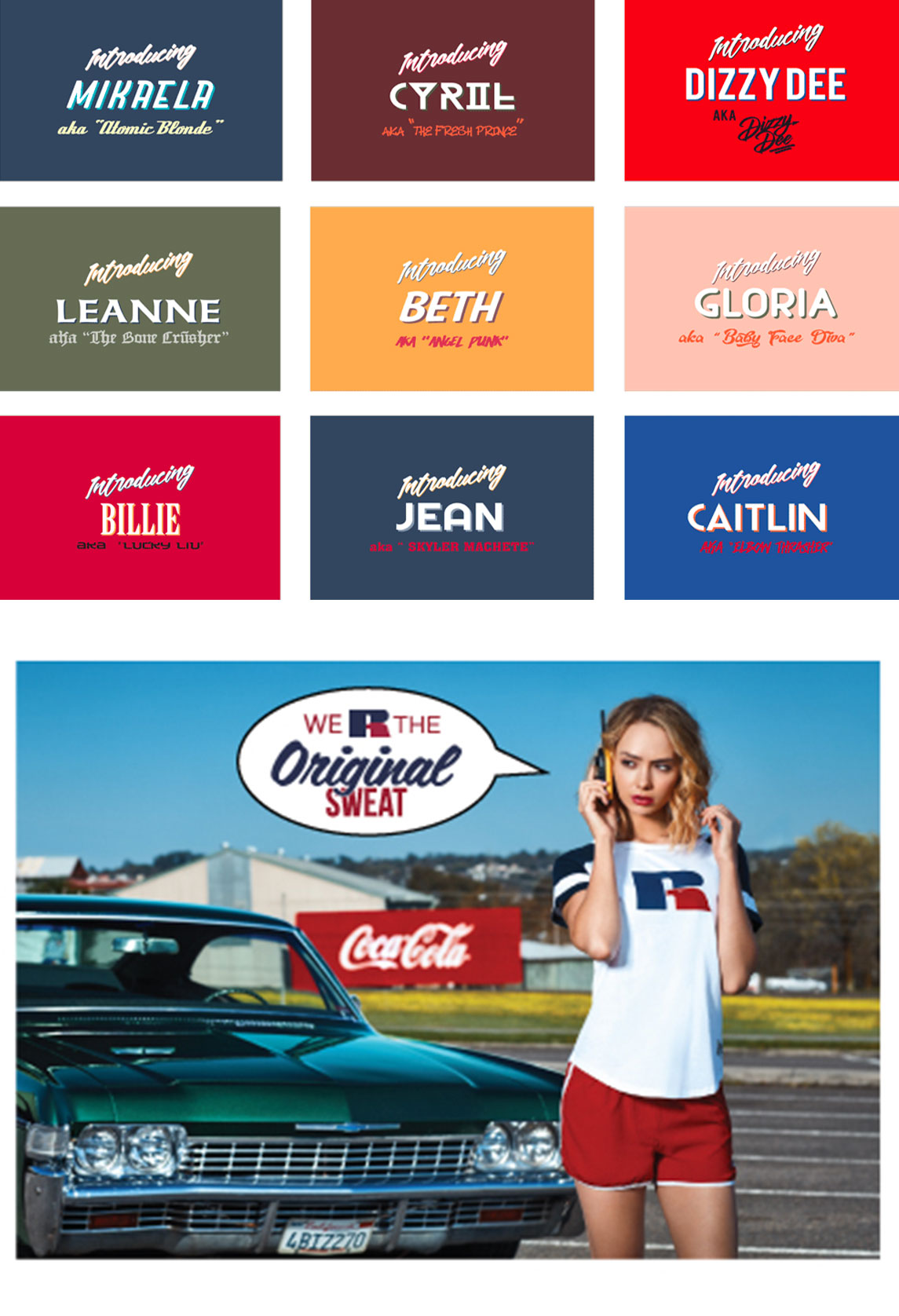 Original Sweat character moodboard and heritage campaign photography
