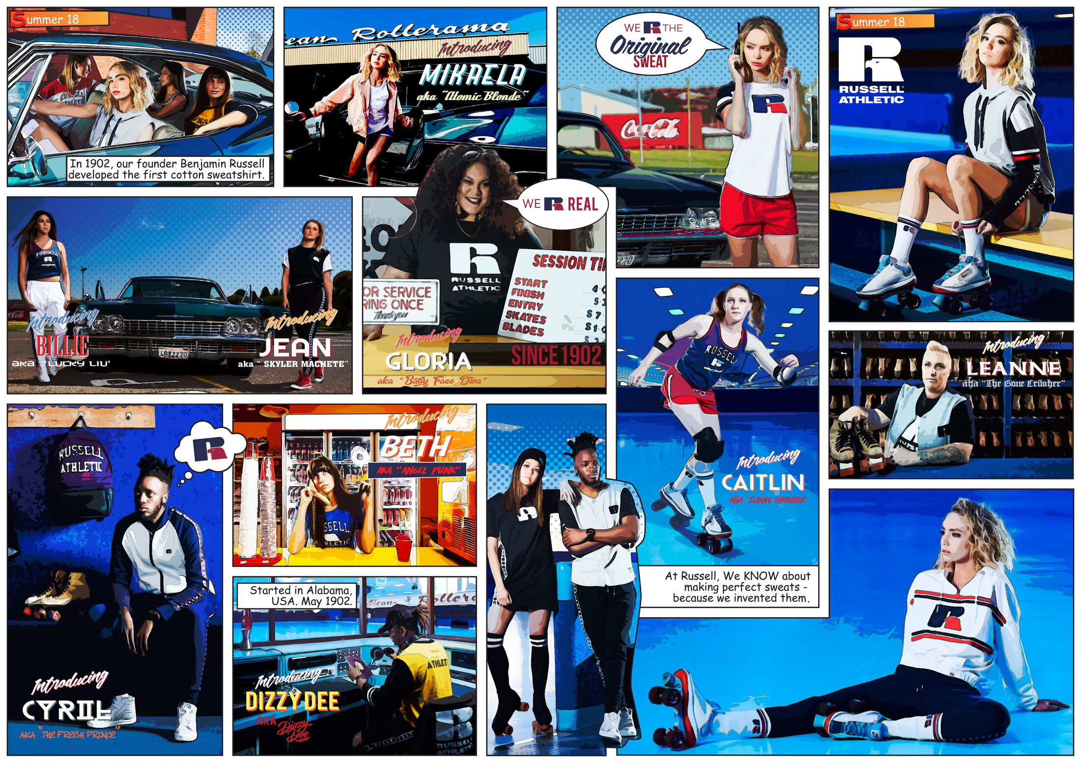 Russell Athletic shopper marketing homepage — Original Sweat heritage shoot